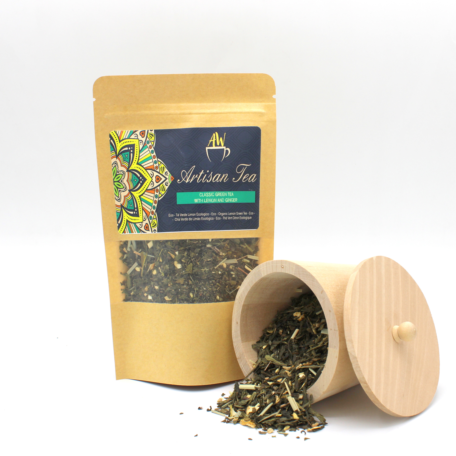50g Eco Classic Green Tea with Lemon and Ginger (imagem de) 50g Eco Classic Green Tea with Lemon and Ginger