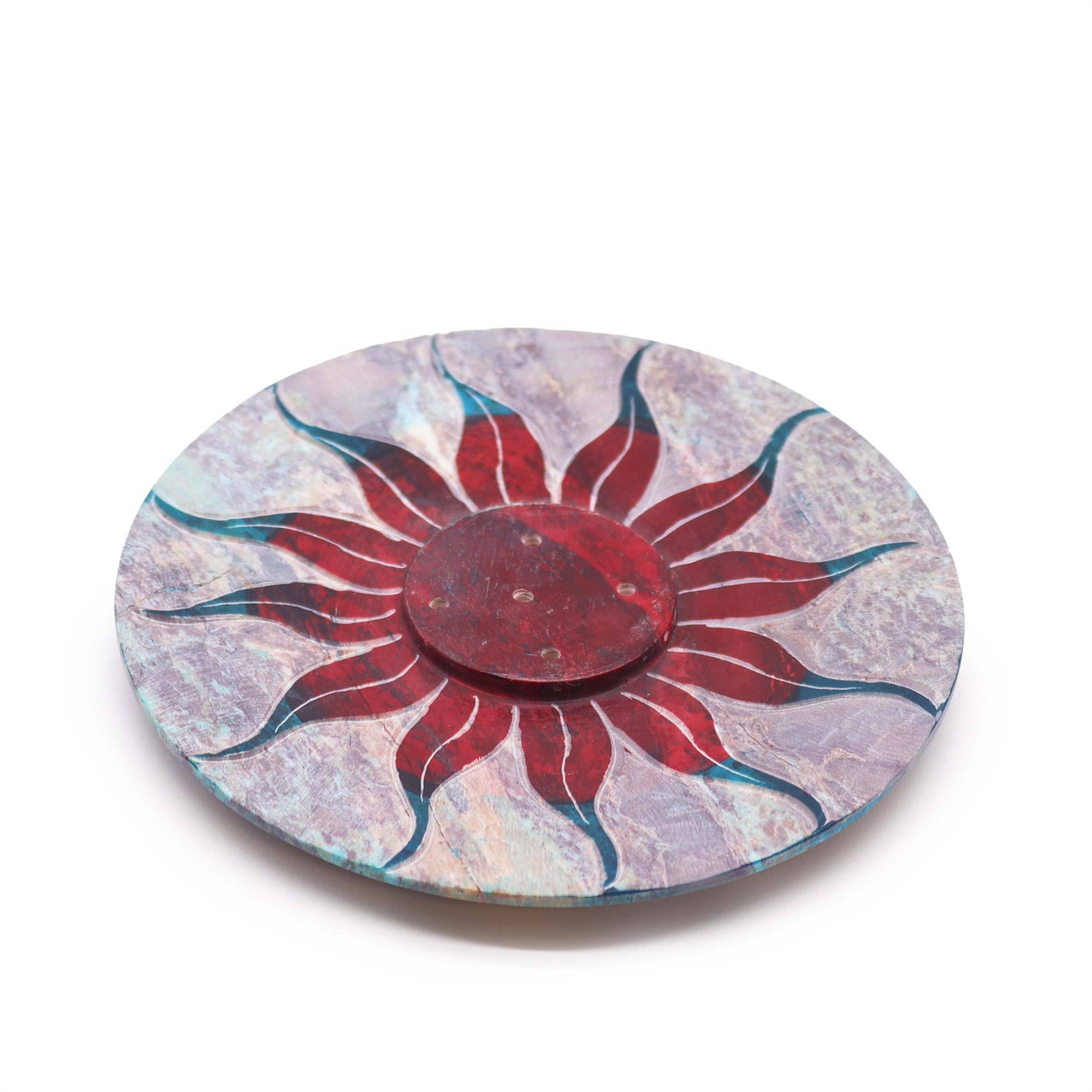 Porta-Incenso em Disco de Pedra-Sabão 10cm - Flor do Sol (suporte para 5 varetas) (imagem de) Porta-Incenso em Disco de Pedra-Sabão 10cm - Flor do Sol (suporte para 5 varetas)